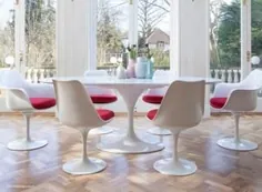 ست - 170 سانتی متر x 110 سانتی متر میز بیضی سفید سنگ مرمر کارارا و 4 لاله لاله ، 2 صندلی بازوی لاله