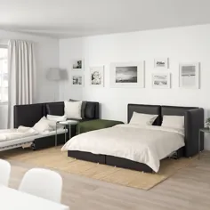 VALLENTUNA و فضای ذخیره سازی / Murum / Ramna مشکی / سبز زیتونی ، مبل مدولار 4 نفره با 3 مبل تختخواب شو - IKEA