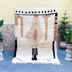 فرش دست ساز سفید اسکاندیناوی مراکشی ، فرش آزیلال سفارشی ، فرش Berber Flokati در اندازه های مختلف