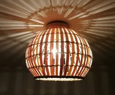 ورق های بامبو گرد شکل روشنایی سقف فلاش کوه - وسایل روشنایی بامبو - 110-240V / 50-60Hz-حمل و نقل رایگان در سراسر جهان