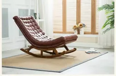 224.25 USD 25٪ تخفیف | صندلی گهواره ای طرح مدرن چرم و چوب برای مبلمان منزل اتاق نشیمن بزرگسال صندلی گهواره ای صندلی گهواره ای | صندلی چرمی | صندلی تختخواب شو - AliExpress