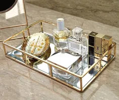 فروش آنلاین اتاق خواب حمام تزئینی فلزی تزئینی آویز طلا سینی آینه |  eBay