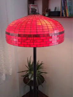 لامپ کف شیشه ای رنگی هندسی تیفانی آباژور شیک |  اتسی