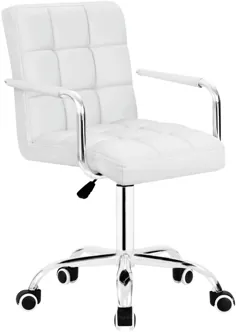 صندلی اداری Walnew Mid-back صندلی PU چرمی قابل تنظیم ارتفاع میز تحریر 360 درجه با بازو (سفید) - Walmart.com