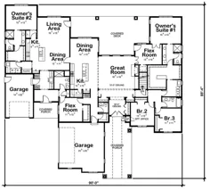 طرح خانه 402-01559 - طرح رنچ: 3،985 فوت مربع ، 5 اتاق خواب ، 2 حمام