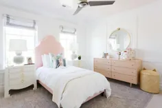 اتاق خواب دخترانه با سقف نقاشی صورتی کم رنگ - انتقالی - اتاق دخترانه - بستنی ذوب شده بنیامین مور