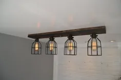 چراغ سقفی آشپزخانه چوبی خانه مزرعه / چراغ سقفی نصب شده رویه روستایی / تزئین خانه مزرعه / تعویض چراغ راهنما