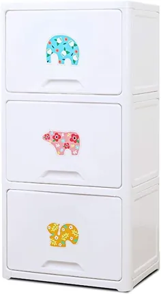کمد لباس و کمد لباس Zunruishop کابینت ذخیره سازی پلاستیک ساده سه کشو کمد سفید (904532) کمد قابل حمل