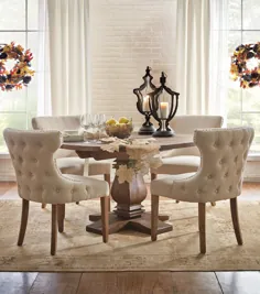 صندلی ناهار خوری پلی استر با بافت طبیعی اسکارلت (مجموعه ای از 2) -3223 - انبار خانه