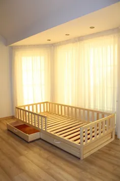 تخت کودک نوپا ، تختخواب کودک ، تخت کودک ، تخت مونته سوری ، تخت کودک ، تخت چوبی ، خانه کودک ، اسباب بازی والدورف ، اتاق خواب کودک ، تخت کف