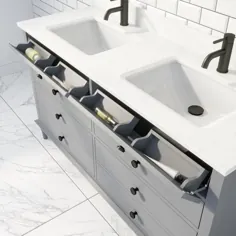 Spa Bathe Farrow 60 in Oxford Grey Undermount Double Sink حمام غرور با سنگهای سفید و رگه خاکستری Top Lowes.com