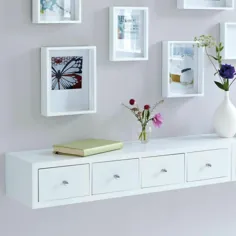 قفسه شناور سفید با 4 دراور قفسه های دیواری کمد دیواری سی دی / کتاب برای فروش آنلاین |  eBay