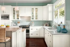 کابینت های آشپزخانه آپارتمان مجموعه سفید شاکر جامد چوب جامد نرم