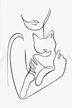 نقاشی خطی: آغوش انسان و گربه