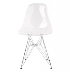 صندلی پوسته ناهار خوری پلاستیکی اکریلیک Eames Style DSR با پاهای ایفل استیل