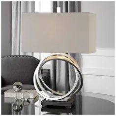 چراغ میز حلقه ای فلزی ورق نقره ای سوروکا - # 9W538 |  لامپ به علاوه