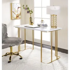 Tiramisu بهترین میز تحریر با رنگ سفید و طلایی به سبک مدرن (طلایی - طلایی)
