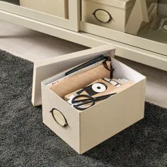 KVARNVIK جعبه ذخیره سازی با درب ، بژ ، طول: 13 3⁄4 ". بیشتر بدانید! - IKEA
