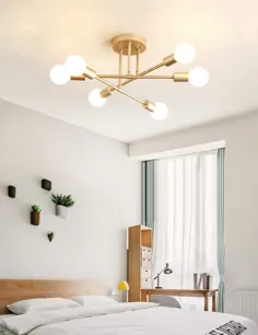 لوستر Sputnik مدرن Dellemade ، چراغ سقفی 6 نور برای اتاق خواب ، اتاق ناهار خوری ، آشپزخانه ، دفتر (طلای)