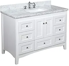 ابی 48 اینچ دستشویی حمام (Carrara / سفید): شامل کابینت سفید با میز معتبر ایتالیایی Carrara سنگ مرمر و سینک سفید سرامیکی