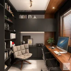 دفتر کار خانگی از طریق مجله Lajan mueller arquitetura + interiores escritórios modernos madeira preto |  احترام گذاشتن