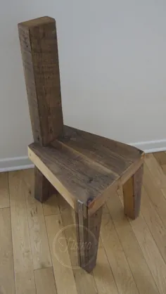 صندلی غذاخوری چوبی بازسازی شده.  صندلی روستیک  ناهار خوری دست ساز |  اتسی