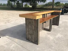 Ethan Ebony / Natural - 10 فوت Shabby Chic Rustic Barn Style Wood ، میز پالت سبک 2 سطح ، میز فروش یا میله فروش