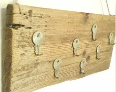 Schlüsselbrett Industrial Hakenleiste aus Holz Upcycling |  اتسی