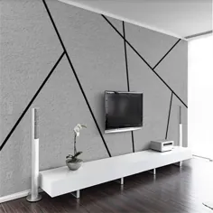 کاغذ دیواری سه بعدی مدرن استریو مشکی هندسی ضخیم شده بدون رول کاغذ دیواری بافته شده برای اتاق نشیمن تلویزیون 3D خانه | تصاویر پس زمینه |  - AliExpress