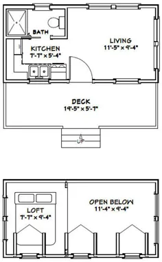 خانه کوچک 20x10 - 1 اتاق خواب 1 حمام - 281 فوت مربع - PDF Floor Plan - بارگیری فوری - مدل 2