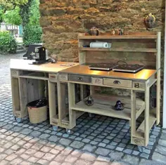table میز کوره ساخته شده از پالت - آشپزخانه در فضای باز |  مبلمان پالت