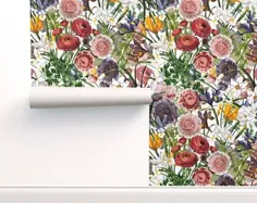 کاغذ دیواری کلبه فرنگی پرنده گل رز ویکتوریایی HA1326