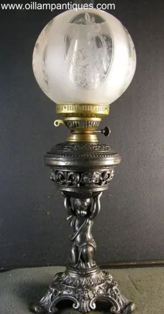 چراغ نفت سفید چدن - عتیقه جات لامپ روغن