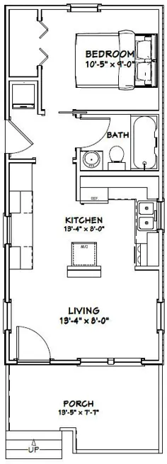 خانه کوچک 14x32 - # 14X32H1P - 447 فوت مربع - نقشه های عالی