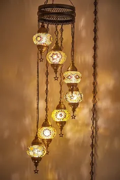 پلاگین در نور 7 X 5 Globes ترکی مراکشی Mosaic Swag |  اتسی