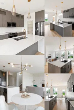 آشپزخانه طرح اوپن خاکستری مدرن