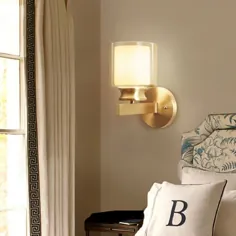 چراغ دیواری استوانه ای دیواری استوانه ای سبک سبک 1 و روشن و سفید براق برای اتاق خواب - چراغ های دیواری برنجی 110 و 120 ولت