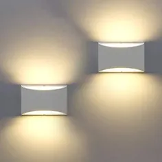 2 بسته مدرن دیوارکوب ، چراغ های دیواری داخلی Sobrovo Uplighter Downlighter گچ گچ Sconce روشنایی با لامپ های LED 2700K 7W G9 برای پله های راهرو ایوان راهرو اتاق خواب (باتری کار نمی کند)