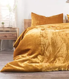روتختی مخملی خرد شده Ultra-Luxe ، روتختی Boho Bedding UO Comforter روتختی Donna ، 3 عدد ست روتختی طلای خردل ، سرویس ملافه مخملی