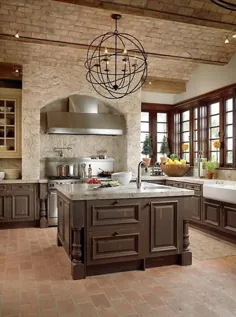 22 طرح آشپزخانه و اتاق ناهارخوری مدرن که توسط دیوار آجری یا سقف برجسته افزایش یافته است
