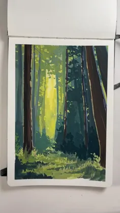 تابلو نقاشی جنگل گواش