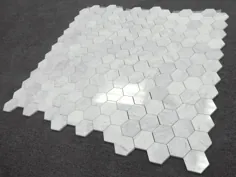 کاشی سنگ مرمر کارارا سفید Bianco Carrera 3 "Hexagon Mosaic Tiles جلا داده شده