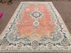 فرش Oushak بزرگ 11.4x18.9ft بزرگتر از فرش نارنجی فرش ایرانی |  اتسی