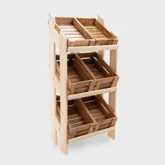 پایه نمایش خرده فروشی با جعبه های چوبی انبه - باریک