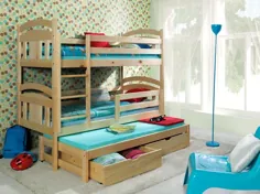 3 تخته خواب دو طبقه سفید تختخواب سه تایی کاج کودکانه جامد با |  اتسی