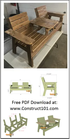 صندلی دوتایی DIY |  برنامه های نیمکت |  PDF رایگان
