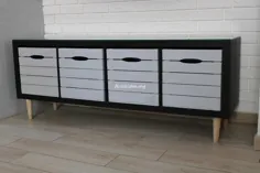 مجموعه ای از چهار جعبه چوبی خاکستری مناسب برای قفسه های Ikea Kallax |  اتسی