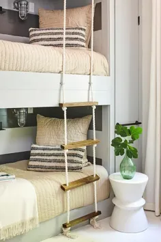 ساخته شده در تختخواب سفری با نردبان طناب - کلبه - اتاق خواب