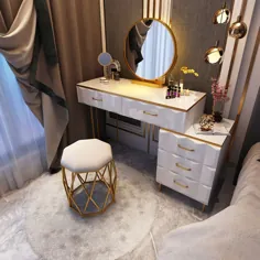 میز آرایشی و تزئینی مدرن سفید با آینه کابینت