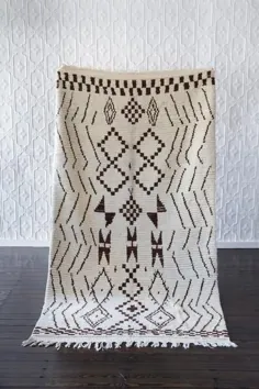 قالی قهوه ای و سفید Azilal مراکش فرش - 7'8